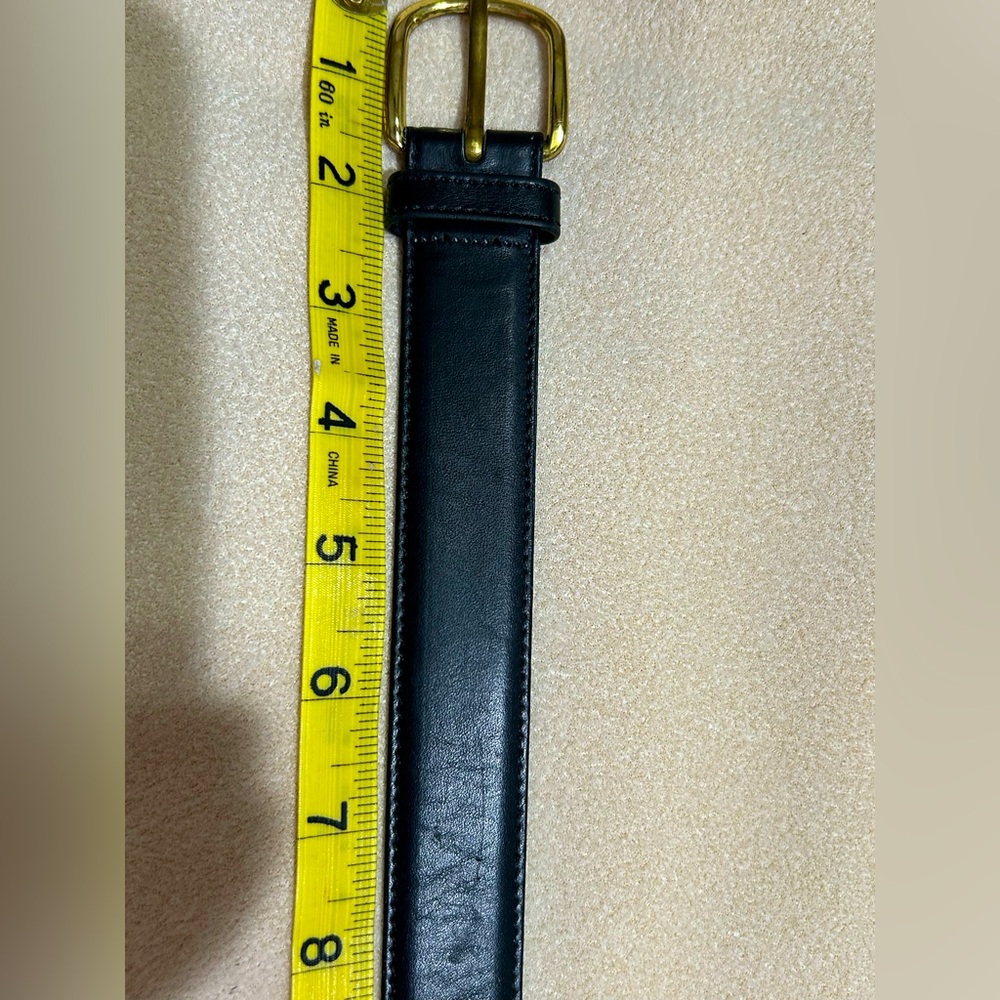 Men's Lands End Black Leather Belt with solid brass buckle 34-36” - Picture 1 of 8